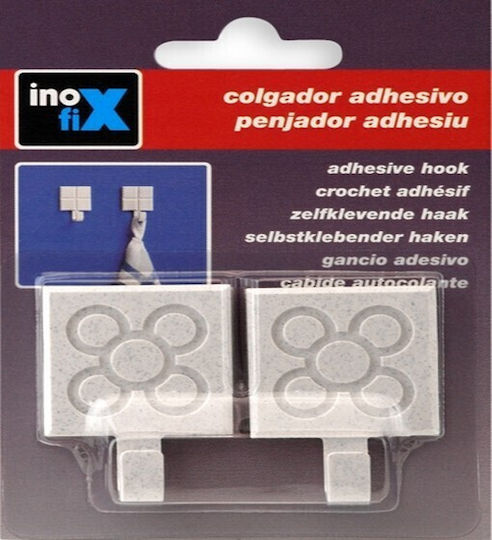 Inofix Barcelona 2302-2 Κρεμαστράκια με Αυτοκόλλητο Πλαστικά Λευκά 2τμχ