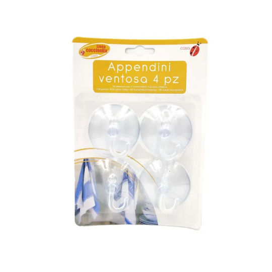 Κρεμαστράκια Βεντούζα Σετ 4τεμ Διάφανα 5x2x5cm