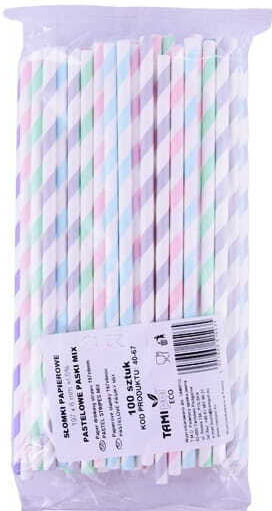 Pastel Striped Paper Straws 100 Pieces Tamipol