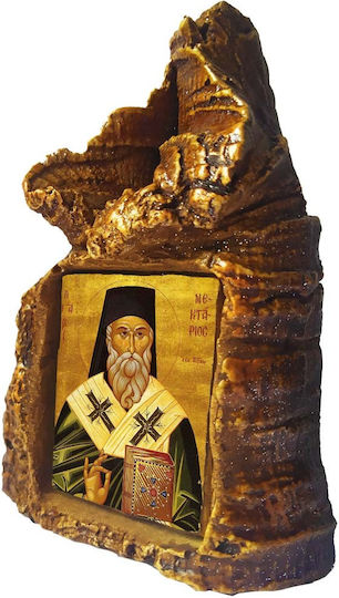 Εικόνα Άγιος Νεκτάριος – Επιτραπέζια Πέτρα Σχήμα Καρδιάς 14cm
