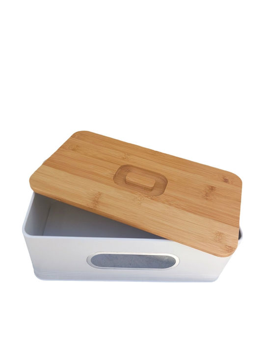 Marva Window Bread Box with Lid Metallic White 33x18x12cm