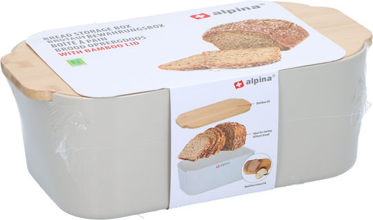 Alpina Appliances Ψωμιέρα με Καπάκι Πλαστική σε Λευκό Χρώμα 33x12x18.5cm