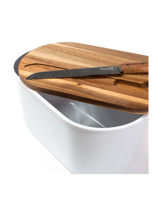 Husla Cutie de pâine Plastic Albă 37.5x21.5cm