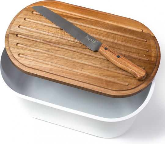 Husla Cutie de pâine Plastic Albă 37.5x21.5cm
