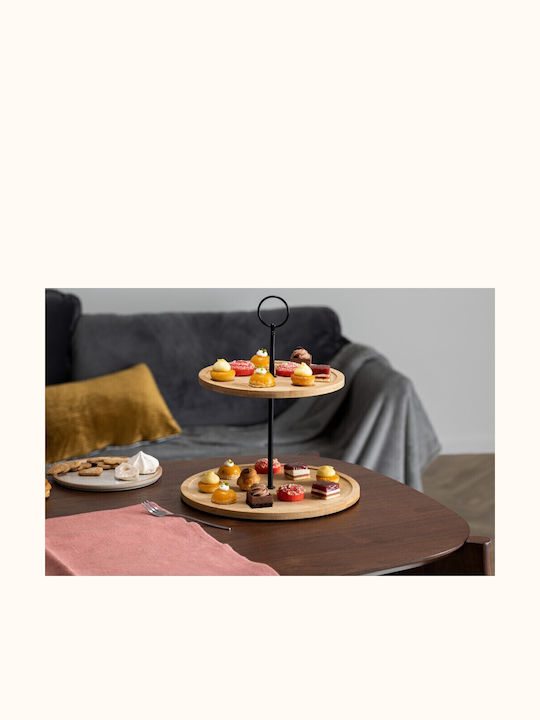 Secret de Gourmet Wooden Dessert Tower Stand with 2 Tiers Servant Brown Ø25.5cm