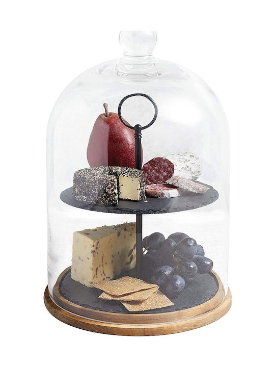 Kitchen Craft Stone Dessert Tower Stand with 2 Tiers Black Ø22cmxY31cm