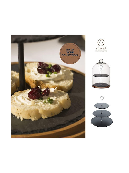 Kitchen Craft Stone Dessert Tower Stand with 2 Tiers Black Ø22cmxY31cm