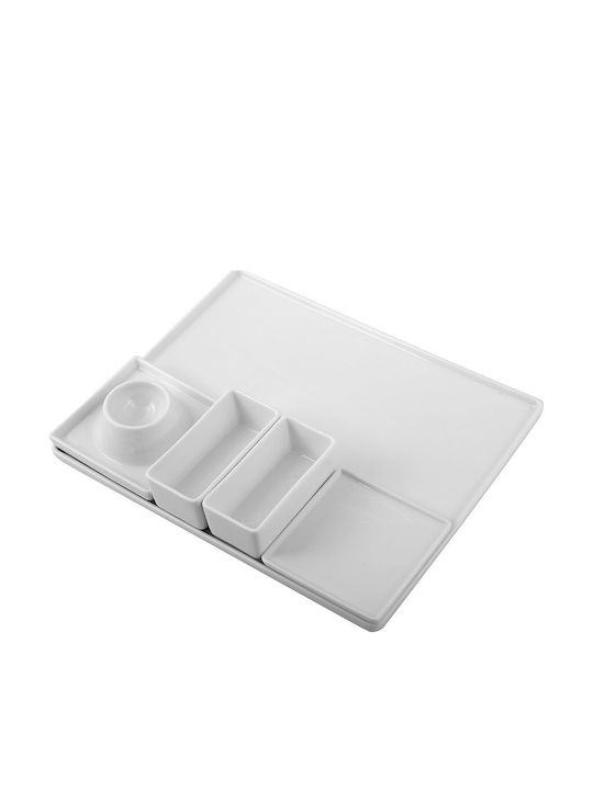 Espiel Ceramic Dessert Divided Serving Tray with 5 Positions Black 28.4x18.2x5.2cm 6pcs