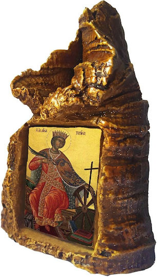 Heiligenikone der Heiligen Katharina – Tischplatte in Herzform 14cm