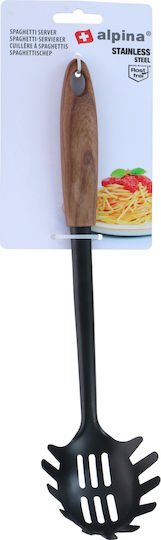 Atmosphera Deep Pasta Spoon Colander Wooden Black 31cm