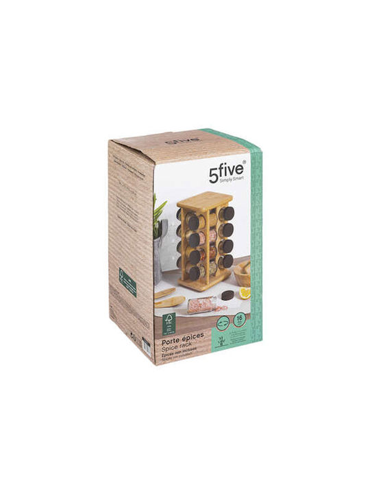 5Five Wooden Tabletop Rotating Spice Rack Brown 17pcs