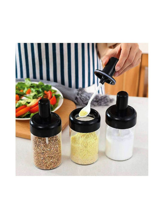 Factory Plastic Tabletop Rotating Spice Rack Black 6pcs