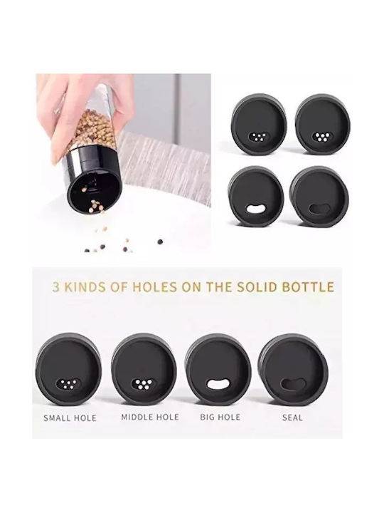 Relaxdays Spice Rack Θήκες Μπαχαρικών Γυάλινες σε Περιστρεφόμενη Βάση Μαύρη 12τμχ