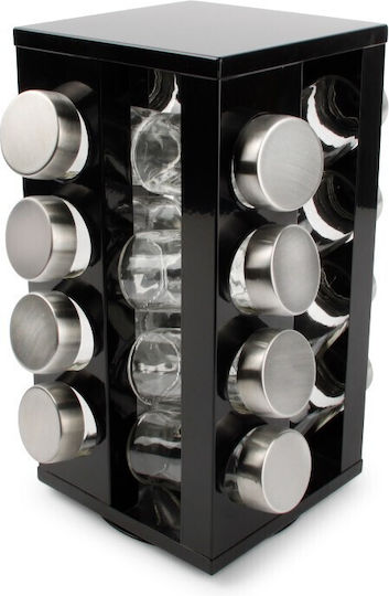 Salt & Pepper Gewürzbehälter Glas auf drehbarem Ständer Schwarze 16Stück 16Stück