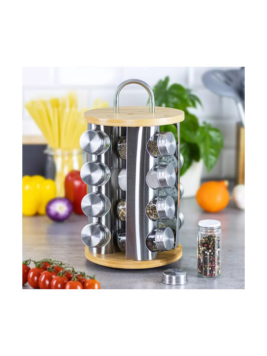 Klausberg Bamboo Tabletop Spice Rack with Stand Brown 16pcs