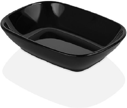 Atlas Melamin Bol de Servire Oval din Melamină Negru 12x8cm