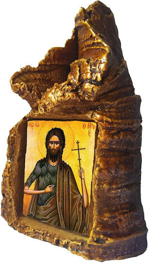 Heiligenikone Johannes der Täufer – Tischstein Herzform 14cm