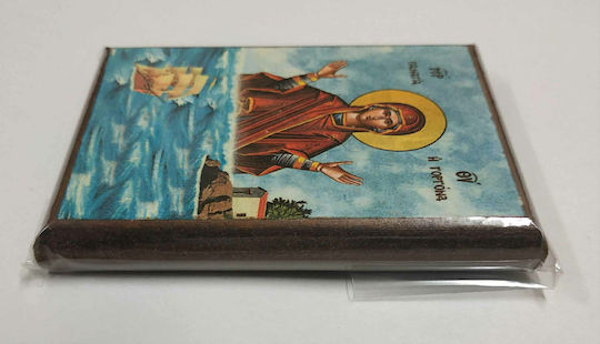 Holy Mary The Gorgon Emerging Waves of the Sea Wooden Icon Frame Category Paper Krn No 00 Dimensions 6.5cm x 9.5cm Wooden Icon MDF S&k Byzantine Icons