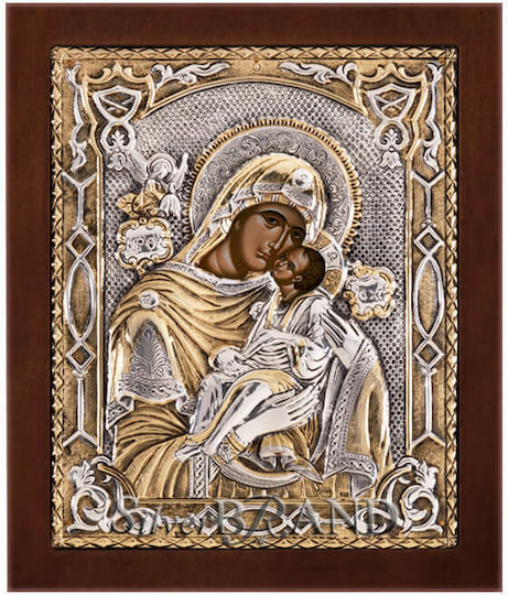 Holy Mary Sweet-Kissing Silver Gilded Icon 24x20cm