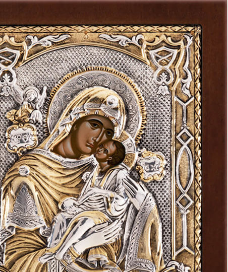 Holy Mary Sweet-Kissing Silver Gilded Icon 24x20cm