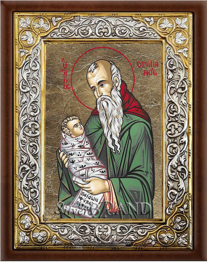 Hl. Stylianos Silber Bild Siebdruck 26x20cm