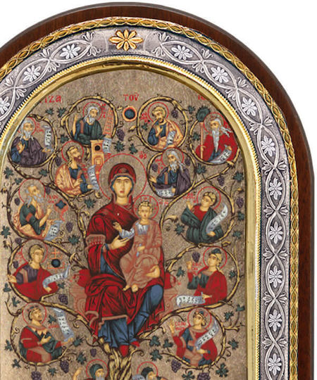 Heilige Maria Riza Iessai Silberne Heiligenikone Mit Siebdruck 23x18cm