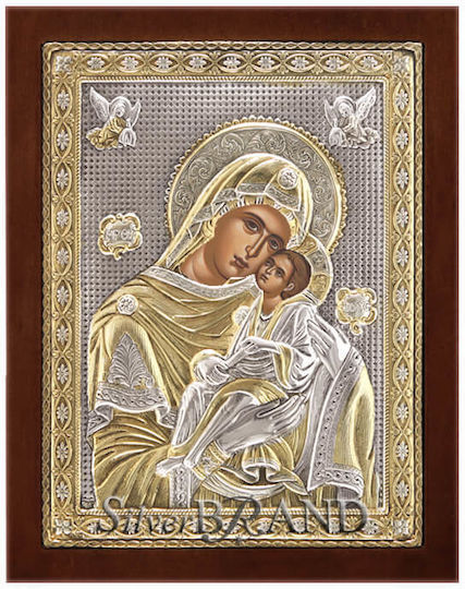 Holy Mary Sweet-Kissing Silver Gilded Icon 31x24cm