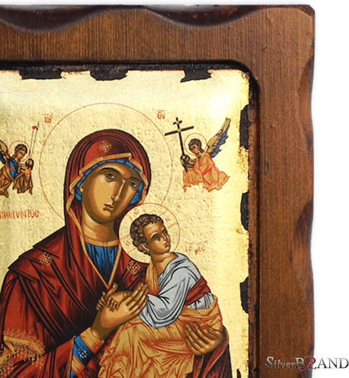 Fecioara Maria Amolyntos Icoană Din Lemn 16x13cm