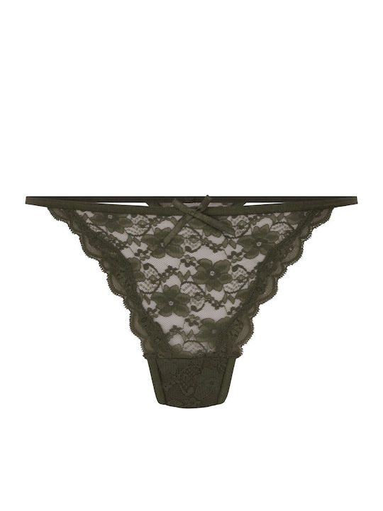 Damen Zeichenfolge mit Spitze Grün