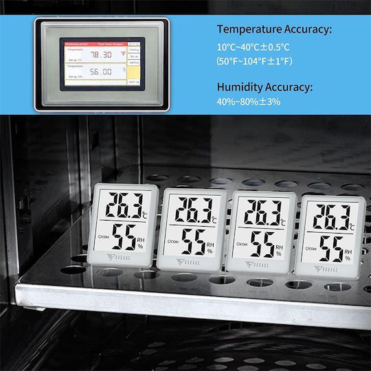Doqaus Digital Innenraumthermometer & Hygrometer Hochpräzise 5s Schnelle Aktualisierung Hellgrau Hm1