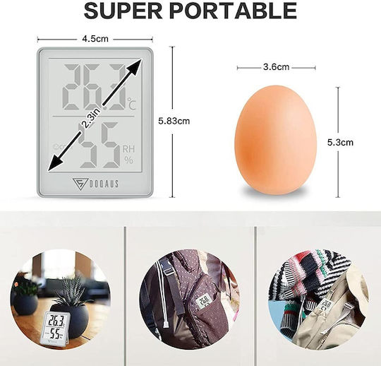 Doqaus Digital Innenraumthermometer & Hygrometer Hochpräzise 5s Schnelle Aktualisierung Hellgrau Hm1