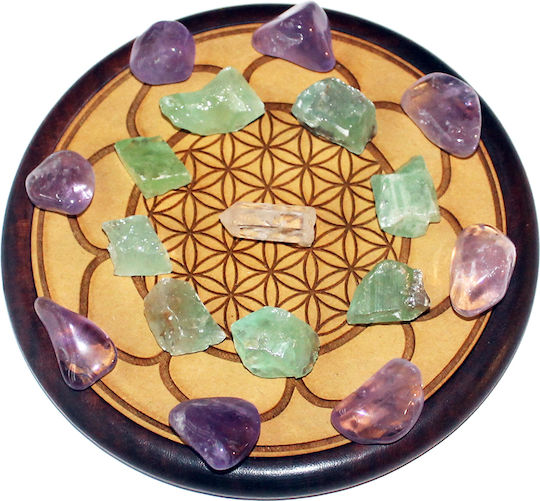 Ενεργειακό Πλέγμα Κρυστάλλων Θεραπείας Wood Crystal Grid Healing 15,5cm