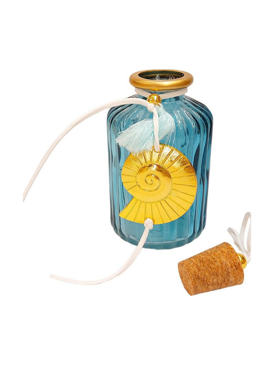 Handgefertigte Glasflasche Blau Gold Muschel 7x10cm Kleine 190ml Handgefertigte Glasflasche Blau Gold Muschel 7x10cm Kleine 190ml