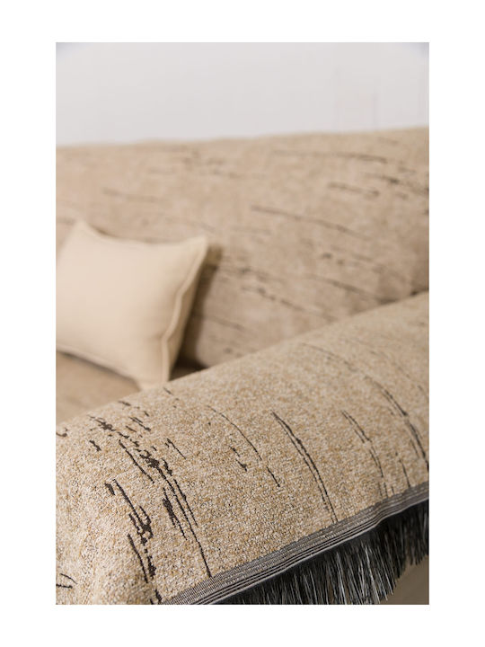 Naf Naf Crown Sofa Throw Chenille 180x250cm Beige