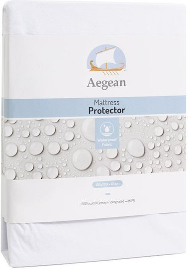 Husă Waterproof Aegean 160x200+40 Alb