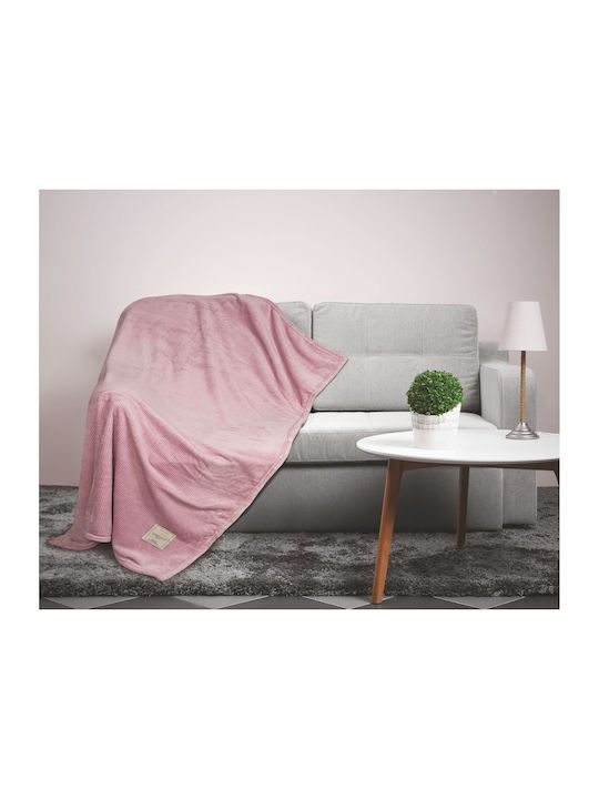 Decke Überwurf 150x220 Flanell Schach Grau Flamingo