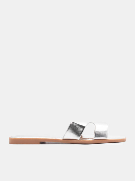 Women's Flat Sandals in Silver Color