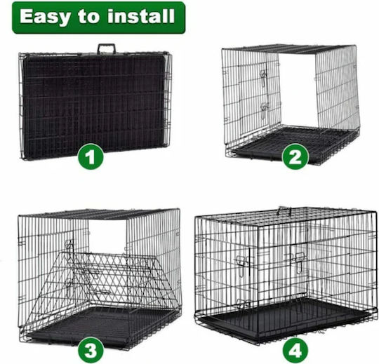 MrZoo Crate Wire Dog Cage XLarge with 2 Doors Black 107x68.5x75cm