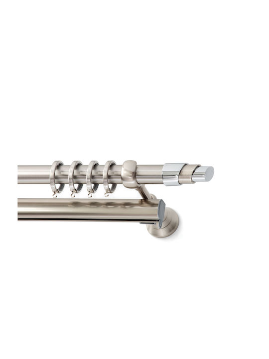 Aslanis Titan Nickel Satin Curtain Pole 25mm Extendable Rail Oval 160cm