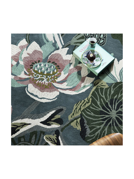 Covoare Living Waterlily 38608 Midnight Pond Wedgwood Acasă 150 Cm Rotund