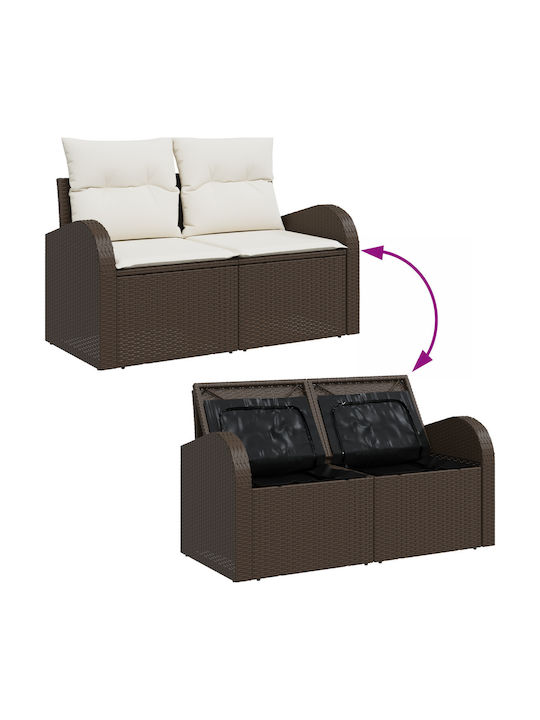Zweisitziges Sofa Außenbereich Rattan mit Kissen 55x55x37cm