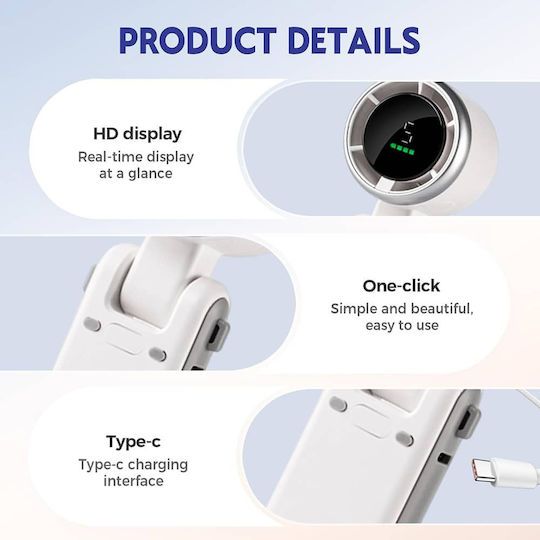 Techsuit Вентилатор Чанта За Ръка USB Без Перки Бял
