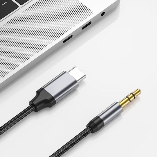 Techsuit Regular USB 2.0 Cablu USB-C bărbătesc - 3,5 mm male Gri 1.5m