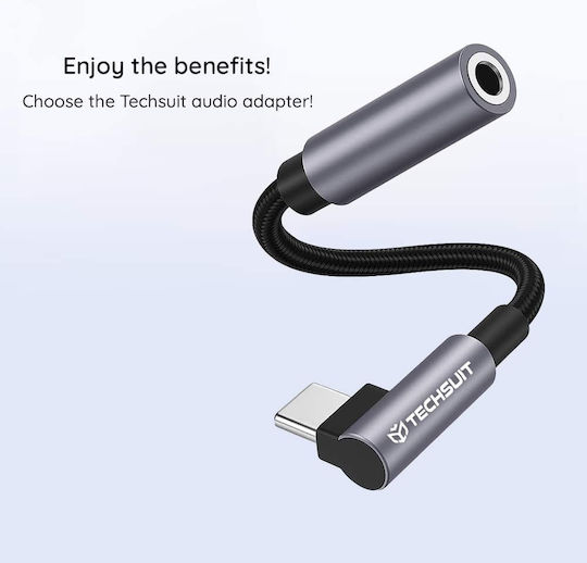 Techsuit USB 2.0 Kabel USB-C männlich - 3,5 mm Buchse Gray 0.1m