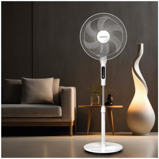 Niaros Sortino Ανεμιστήρας Ορθοστάτης 65W Διαμέτρου 43cm με Τηλεχειριστήριο Λευκός