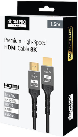 DM Pro HDMI 2.1 Ultra High Speed 48Gbps 4K 120Hz HDR VRR Cable HDMI male - HDMI male 3m Μαύρο