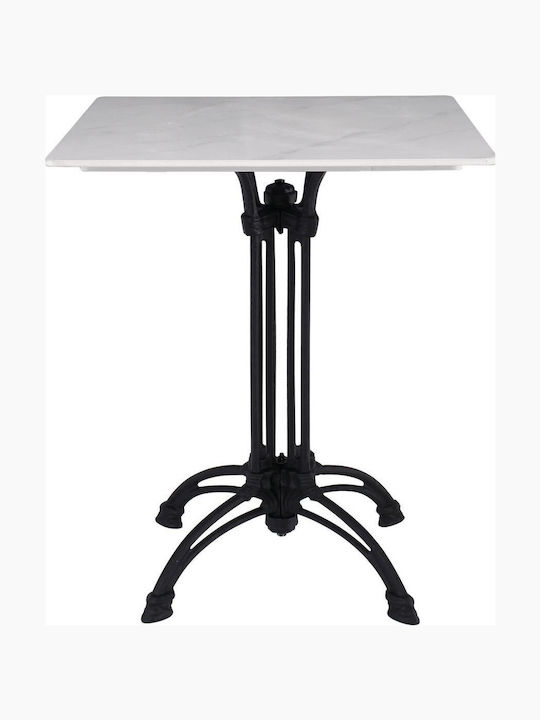 Tisch Bar für kleine Außenbereiche Stabil White Marble, White, Black 60x60x73.5cm