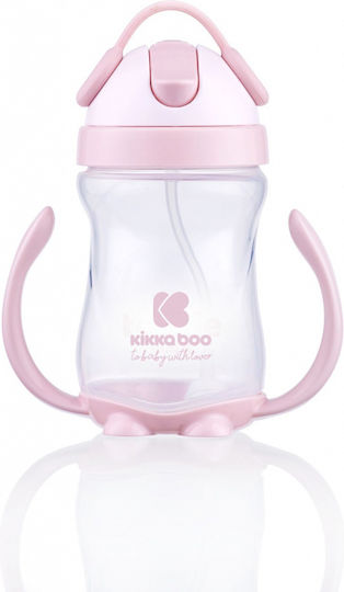 Kikka Boo Παιδικό Ποτηράκι με Λαβές και Καλαμάκι Sippy από Πλαστικό Ροζ 300ml για 12m+
