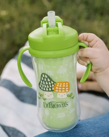 Dr. Brown's Baby Cup with Handles and Straw made of Plastic Green 300ml