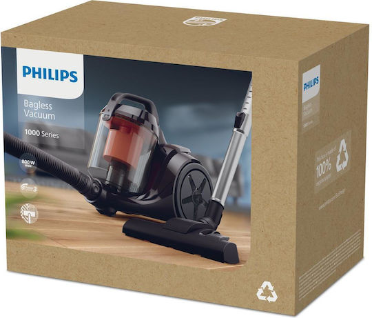 Philips 1000 Series Staubsauger 800W Beutellos 1.3Es Schwarz